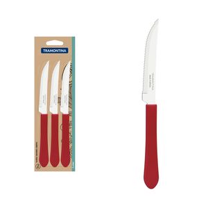 Conjunto Facas Churrasco Inox 3 Peças Leme Vermelho Tramontina