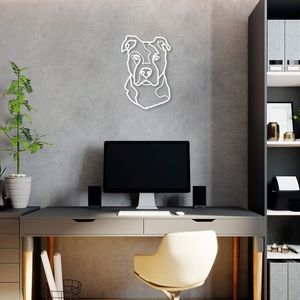 Quadro Escultura Cachorro PitBull One Line 150x103 Branco