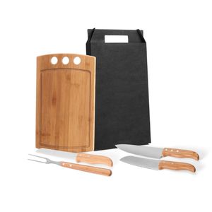 Conjunto Para Churrasco/Cozinha Em Bambu/Inox Califórnia - 5 Pçs Welf