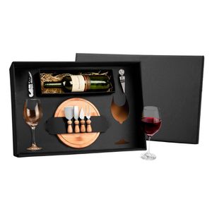 Kit para Queijo e Vinho com Espaço para Garrafa - 9 Peças - Não Acompanha Garrafa