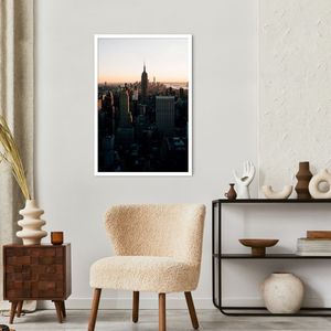 Quadro Visão Aérea Prédios New York 60x43 Caixa Branco