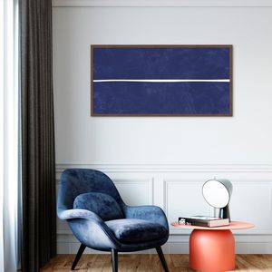 Quadro Azul Linha Minimalista 120x60 Caixa Marrom