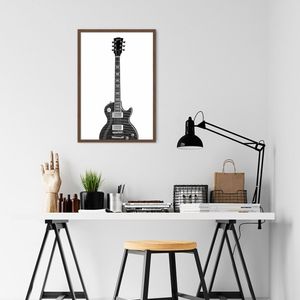 Quadro Instrumento Musical Guitarra 86x60 Caixa Marrom