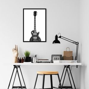 Quadro Instrumento Musical Guitarra 100x70 Caixa Preto