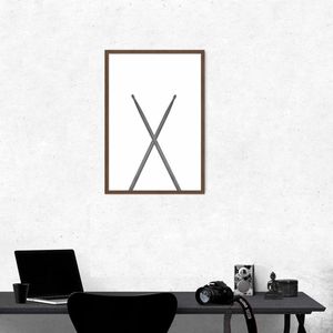 Quadro Instrumento Musical Baquetas 43x30 Caixa Marrom