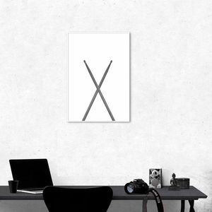 Quadro Instrumento Musical Baquetas 60x43 Filete Branco