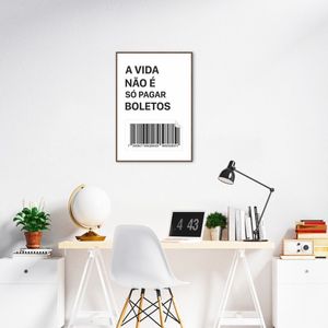 Quadro Divertido Pagar Boletos Moldura Filete Marrom 43x30