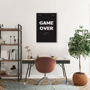Quadro Gamer Game Over Menu 86x60 Filete Branco