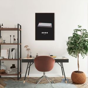 Quadro Gamer Glitch Teclado W A S D 86x60 Filete Marrom