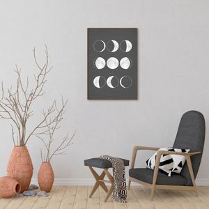 Quadro Boho Chalk Moon Phases 100x70 Filete Marrom