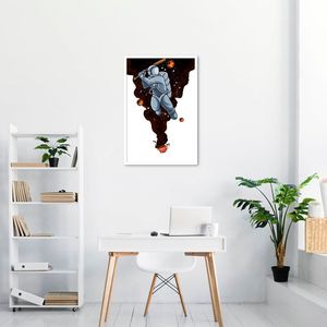 Quadro Astronauta Baseball 100x70 Caixa Branco