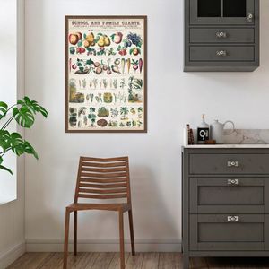 Quadro Vintage Botânica Alimentos 60x43 Caixa Marrom