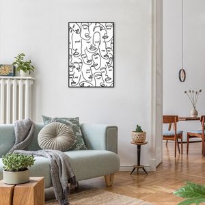 Quadro Mulheres Line Faces 100x70 Filete Preto