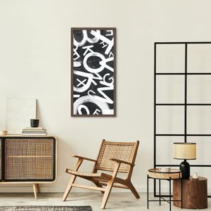 Quadro Abstract Letters 60x30 Caixa Marrom Preto