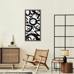 Quadro Abstract Letters 86x43 Caixa Marrom Branco