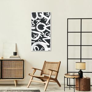 Quadro Abstract Letters 60x30 Filete Branco Preto