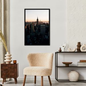 Quadro Visão Aérea Prédios New York 100x70 Caixa Preto