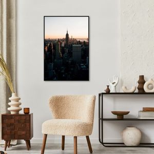 Quadro Visão Aérea Prédios New York 100x70 Filete Preto