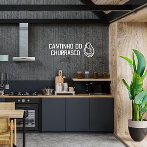 Frase de Parede Cantinho do Churrasco 100x33 Branco