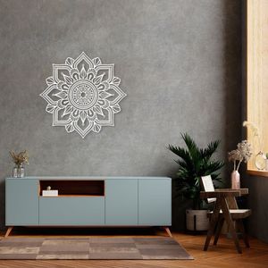 Quadro Escultura Mandala Floral Geometrico C 90x89 Branco