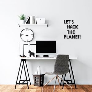 Frase de Parede Dev Let's Hack The Planet 80x71 Preto