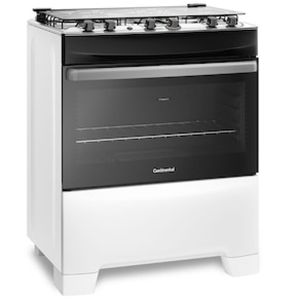 Fogão Continental 5 Bocas FC5IB com Mesa de Inox, Tecnologia Top Limpa Fácil e Acendimento Automático  Branco