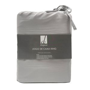 Jogo de Cama King 193x203cm Dreams Cinza Retangular Diagonal