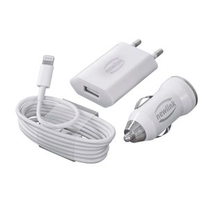 Kit Carregadores Lightning Automotivo E Tomada Newlink Kt200 Branco