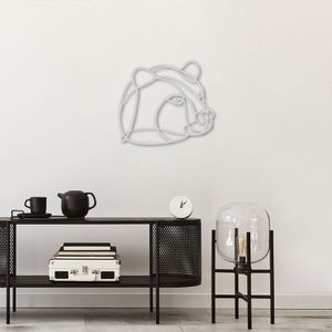 Quadro Escultura Cabeça Urso One Line 60x54 Cinza