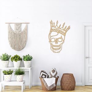 Quadro Escultura Rei Caveira com Coroa One Line 80x52 Areia