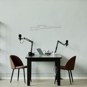 Quadro Escultura Arma Sniper 100x19 Cinza