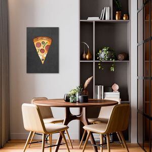 Quadro Black Chalk Fatia de Pizza 43x30 Sem Moldura