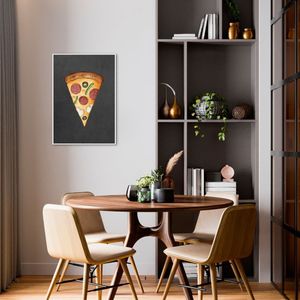 Quadro Black Chalk Fatia de Pizza 100x70 Filete Branco