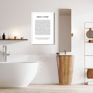 Quadro Divertido Lavabo Caça Palavras 100x70 Caixa Branco