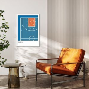 Quadro Tipos de Quadra Basquete 43x30 Caixa Branco