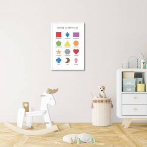 Quadro Infantil Formas Geométricas 43x30 Caixa Branco