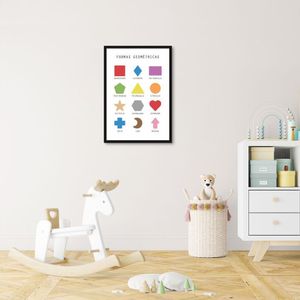 Quadro Infantil Formas Geométricas 43x30 Caixa Preto