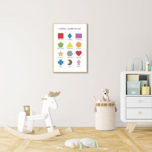 Quadro Infantil Formas Geométricas 60x43 Filete Marfim