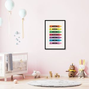 Quadro Infantil Cores em Giz 43x30 Caixa Preto