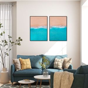 Quadro Beira Mar 122x86 2-86x60 Filete Preto