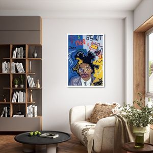 Quadro Releitura Basquiat Portrait 100x70 Caixa Branco