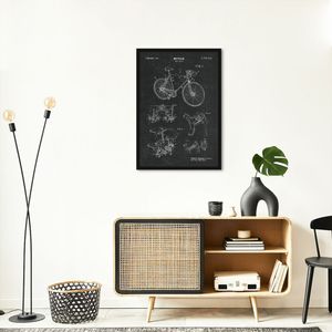 Quadro BluePrint Bicicleta 86x60 Caixa Preto Preto