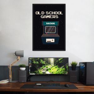 Quadro Arcade Old School Gamer 43x30 Caixa Preto