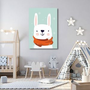 Quadro Infantil Coelho na Neve 86x60 Sem Moldura