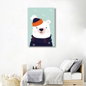 Quadro Infantil Urso na Neve 60x43 Sem Moldura