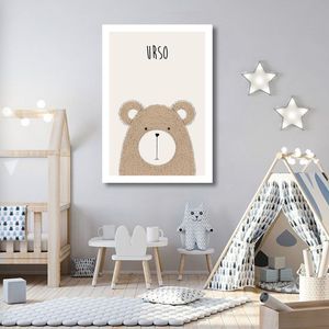 Quadro Infantil Didático Urso 86x60 Sem Moldura