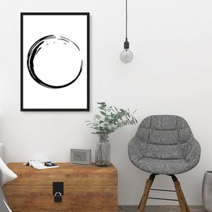 Quadro Circulo Budista Enso 60x43 Caixa Preto