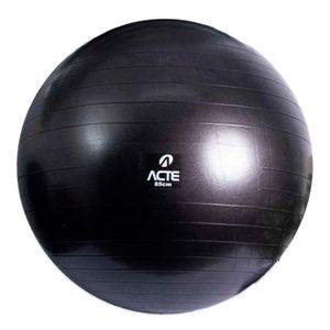 Bola de Pilates 65cm Gym Bal Preta C/ Bomba de Ar