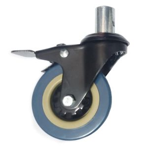 Rodízio Metal Azul com Freio Cadeira de Banho D30 D40 Dellamed