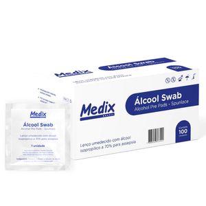 Lenço Umedecido Swabs Álcool para Assepsia Medix Kit 500un